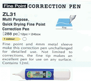 Pentel Fine Point Correction Pen ZL31
