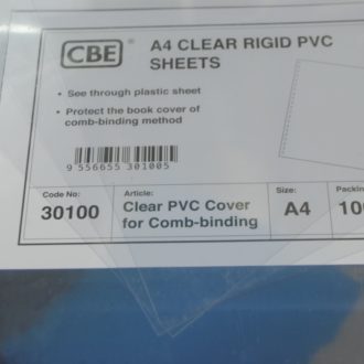 CBE A4 Clear Rigid PVC Sheets 30100